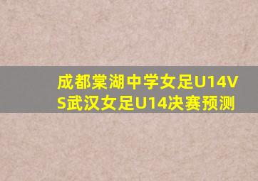 成都棠湖中学女足U14VS武汉女足U14决赛预测